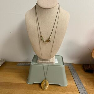 Layered long lanyard stone pendant resort tan necklace